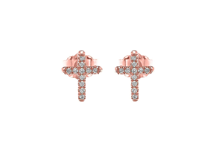 CZ Studded Cross Stud Earring